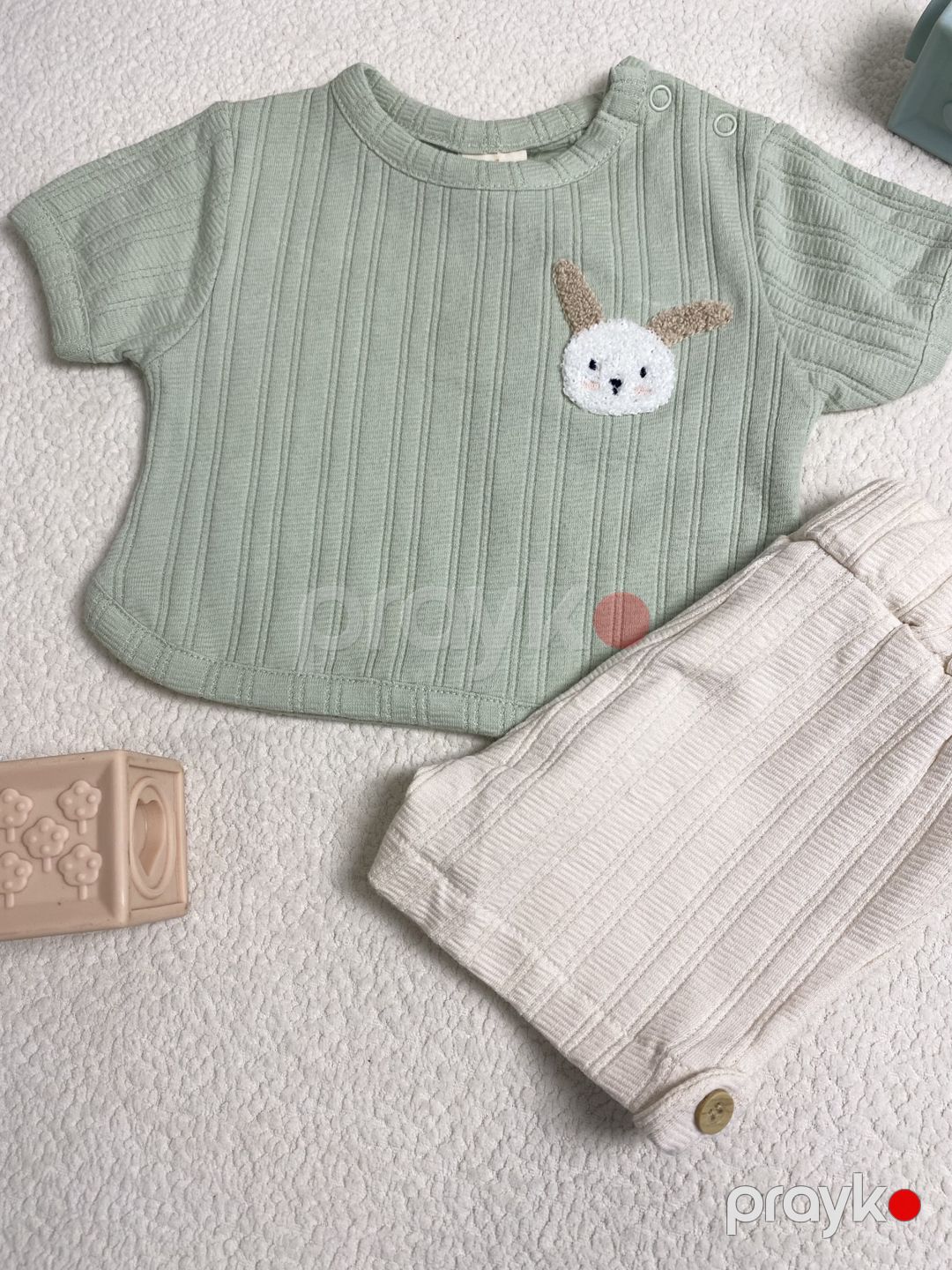 Şortlu dəst 2248, yaşıl, pambıq, ölçü 9-12 ay — Mallar, Bakı (2)