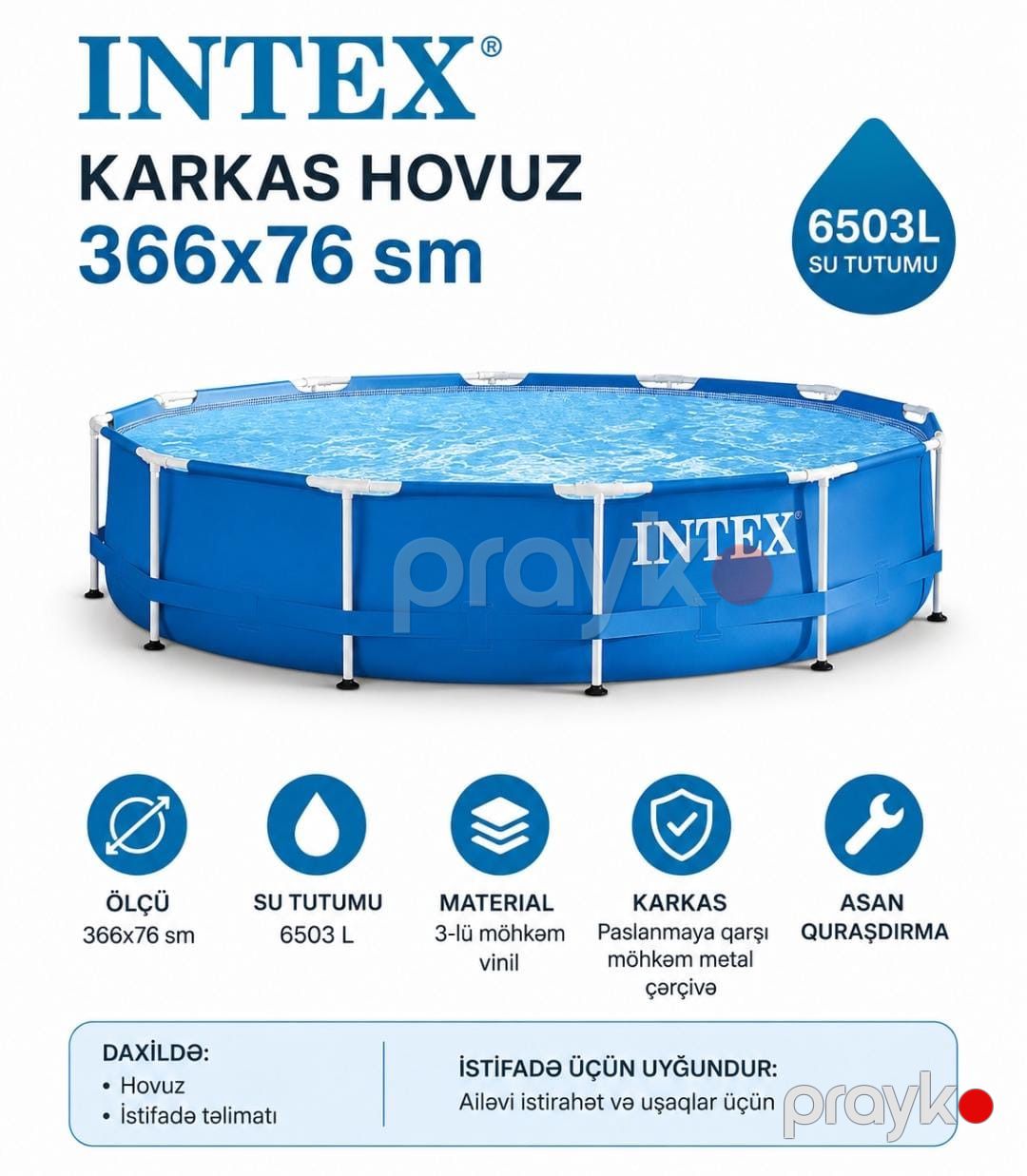 Karkaslı hovuz Intex ABC28210, 6503 l — Hovuzlar, Bakı (2)