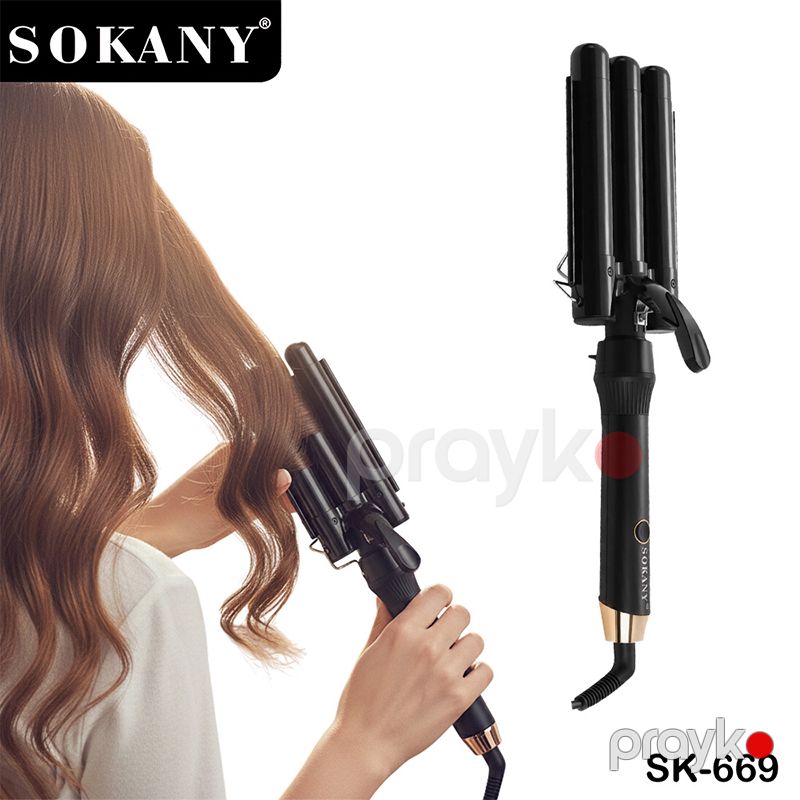 Sokany SK-669 Saç Qıvırıcı – Hamar Su Dalğaları, Kəramik Örtük — Saç burmağa və düzəltməyə, Bakı (6)