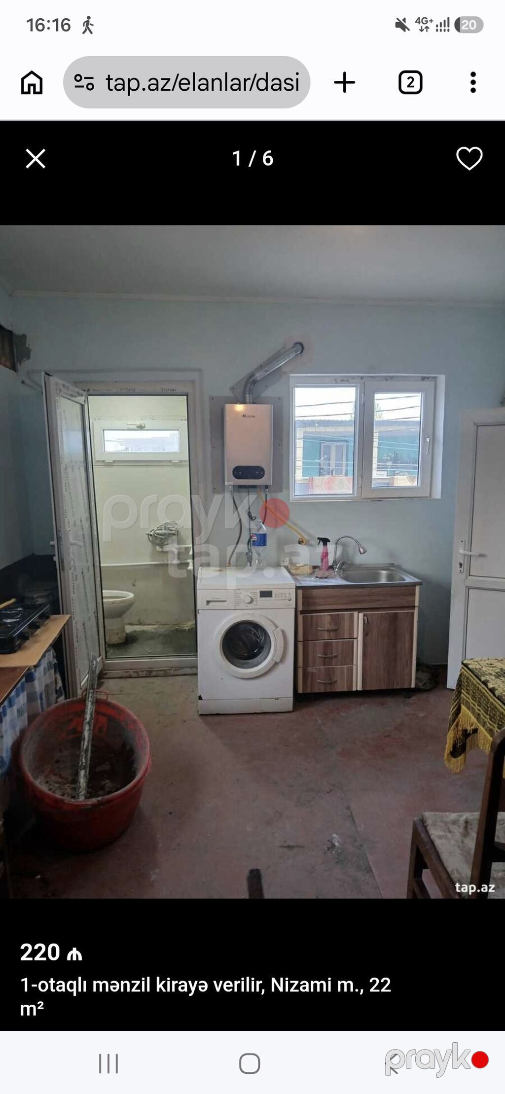 1 otaqlı mənzil kirayə verilir — Nizami m., 22 m² Xüsusiyyətlər — Mənzil, Bakı (4)