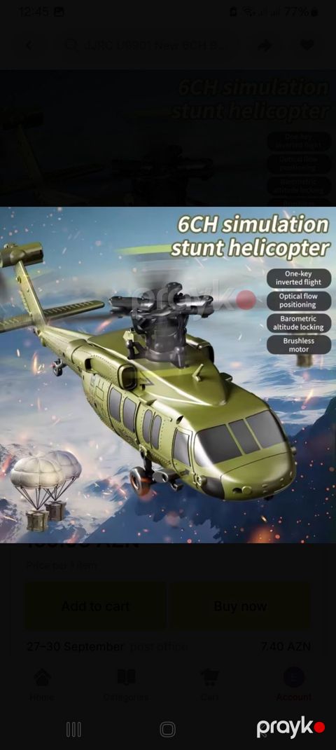 6 kanallı aerobatik RC helikopter - Realistik hərbi dizayn, “Endless — Digah