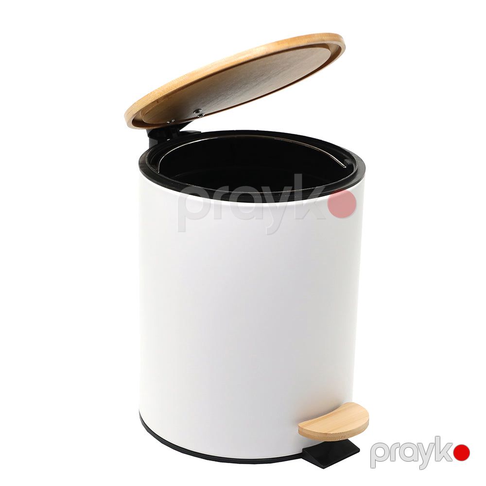 Zibil qabı homfel 5L pedallı ağ yumru bambuk qapaqlı — Ev malları, Bakı (2)