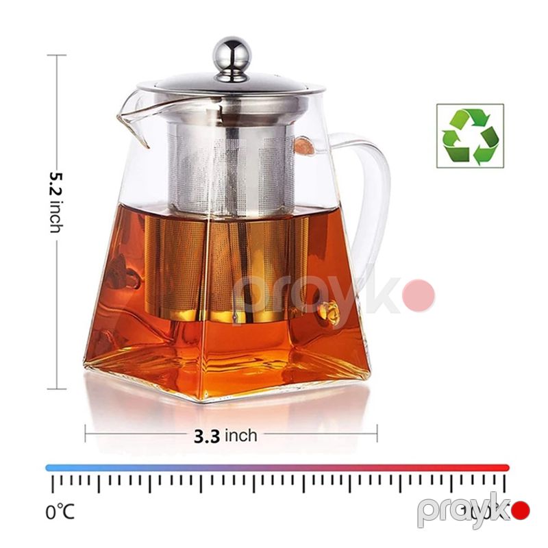 Paslanmaz Polad Dəmləyicili Modern Şüşə Çaynik 900ml — Elektrik çaydanları və termoslar, Bakı (3)
