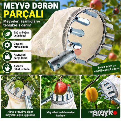 Meyvə toplayan universal bağ aləti alüminium boz — Bakı