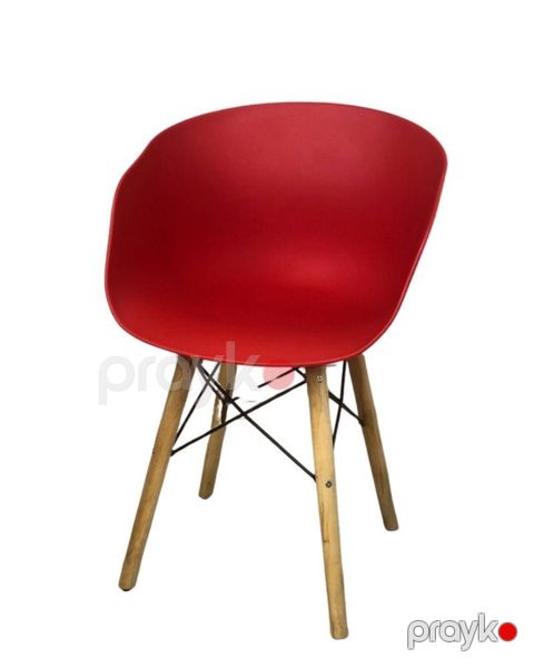 Stul Dorsa Qırmızı Eiffel, ağac/dəmir/plastik, 59x56x82 sm, maksimal yüklənmə 180 kq, oturacaq hündürlüyü 46 sm - Delgroup422 — Bakı