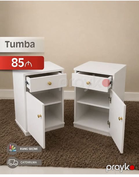 Tumba – 85₼ - Ağ rəngdə, minimalist dizayn - Üst hissədə yumşaq — Bakı