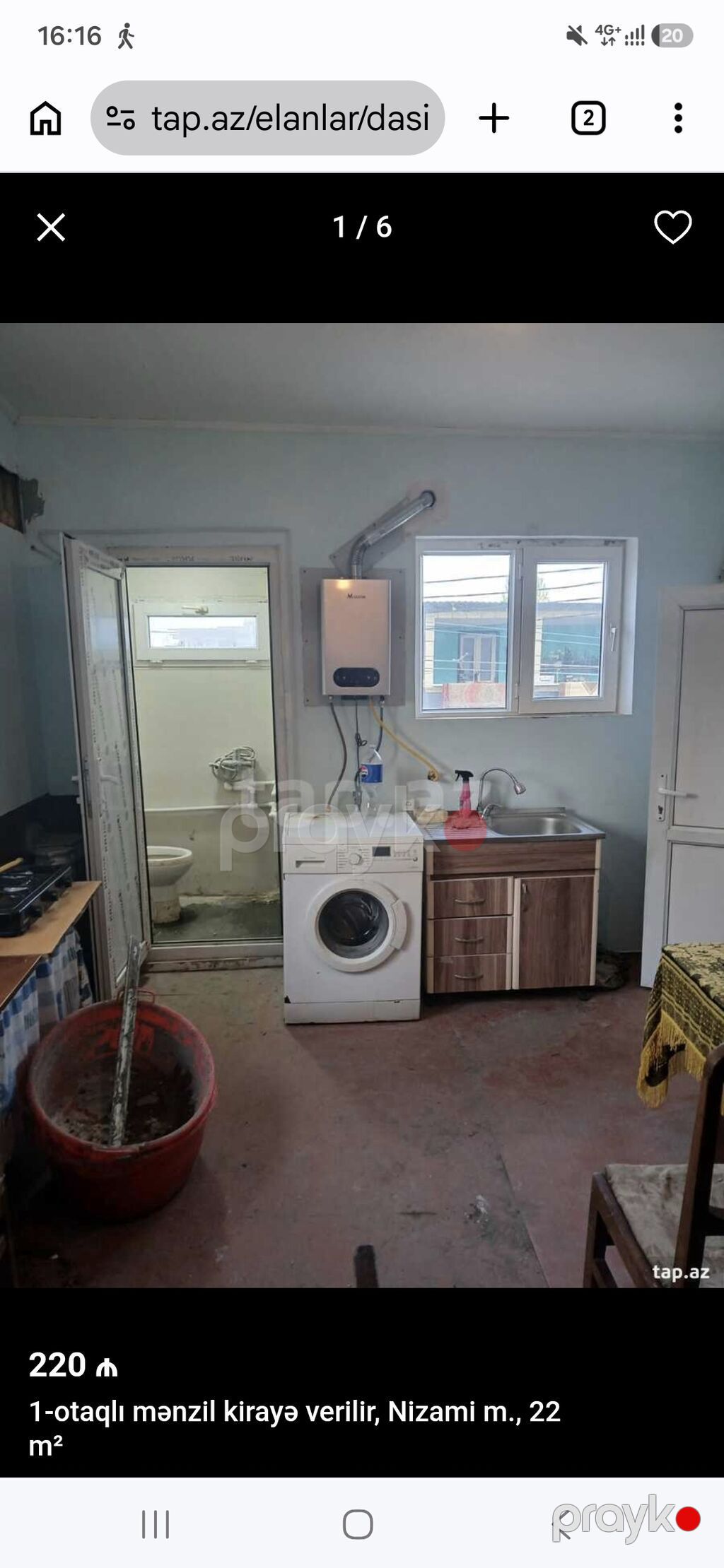 1 otaqlı mənzil kirayə verilir — Nizami m., 22 m² Xüsusiyyətlər — Mənzil, Bakı (4)