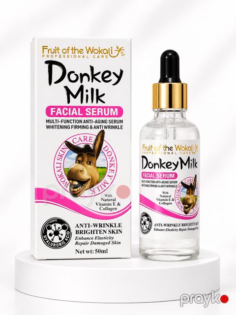 Wokali Donkey Milk Facial Serum Üz üçün Anti-Aging, Qırış Əleyhinə və Parladıcı Serum 50 ml — Bakı