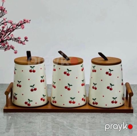 Ədviyyat qabı dəsti, bambuk/keramika, 400 ml, 3 əd — Bakı