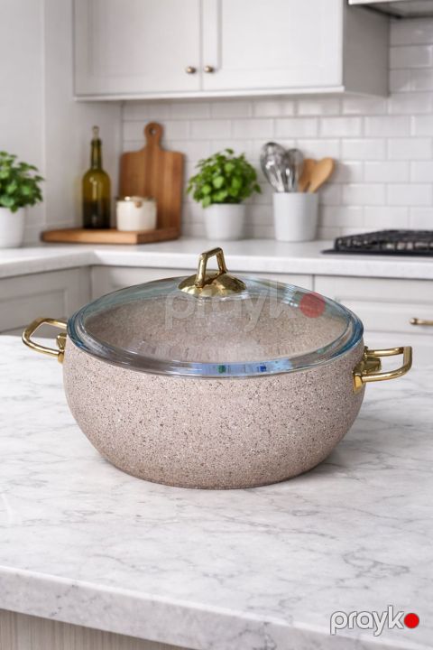 Qazan Sultanlı, qranit, krem/qızılı, 26 sm, 3.8 l — Bakı
