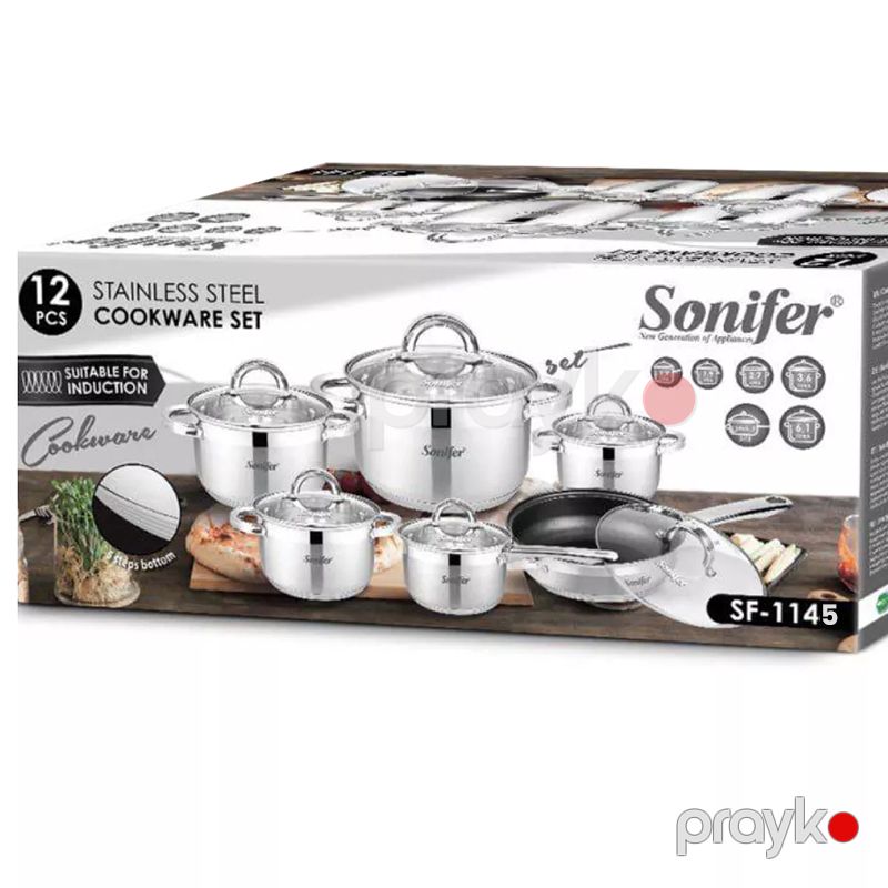 Sonifer 6-lı Qazan və Tava seti (12 hissəli Çoxfunksiyalı Polad Set) — Ev texnikası, Bakı (3)
