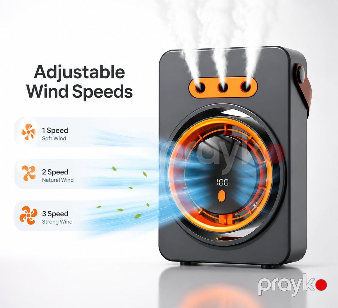 Portativ Hava Soyuducu və Nəmləndirici Ventilyator – USB ilə İşləyən, 5 Sürətli Masaüstü Mist Fan — Ventilyatorlar, Bakı (3)