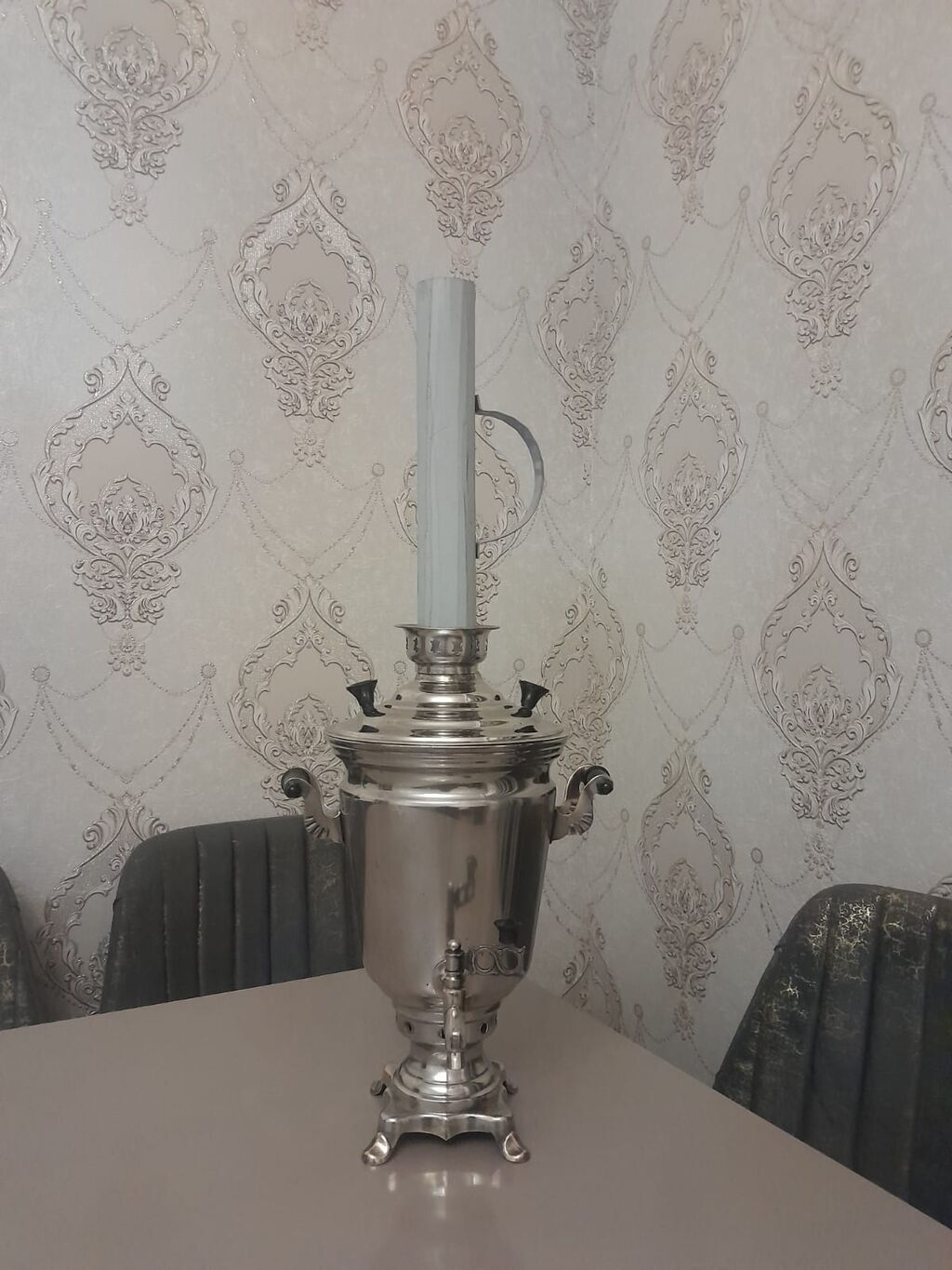 Klassik samovar – metal korpuslu, kömür/odunla işləyən model — Samovarlar, Digah