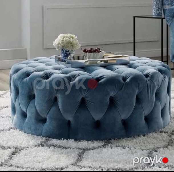 Pufik-banketka Elegant Wood ZARR550, yumru, mavi, 130x130x43 sm — Mallar, Bakı (2)
