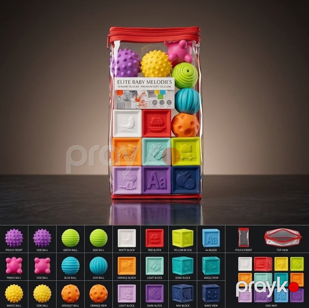 İnkişaf etdirən oyun dəsti Elite Baby Melodies, plastik/silikon, 15 parça, 6-12 ay — Mallar, Bakı (2)