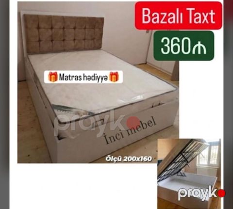 Yeni, İkinəfərlik çarpayı, Bazalı, Matras ilə, Siyirməsiz, Azərbaycan — Bakı