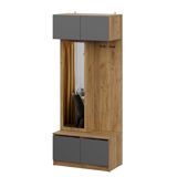Dəhliz rəfi modul sistemi "avinyon" güzgülü asılqanlı palıd/qrafit — Omid.az — Home products
