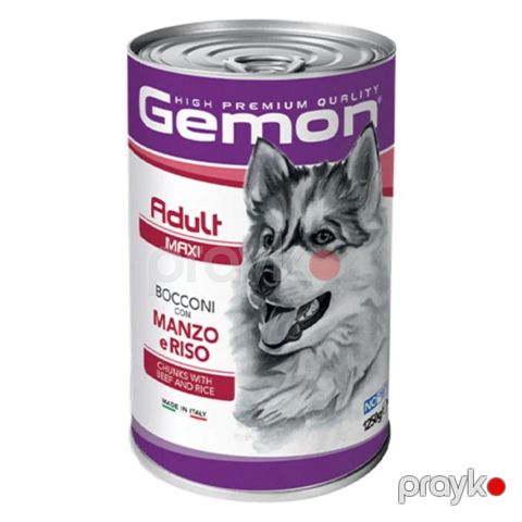 Tam rasion qida Gemon Adult Maxi Beef & Rice, iri cins yetkin itlər üçün, düyü ilə mal əti tikələri ilə, 1, 25 kq — Bakı