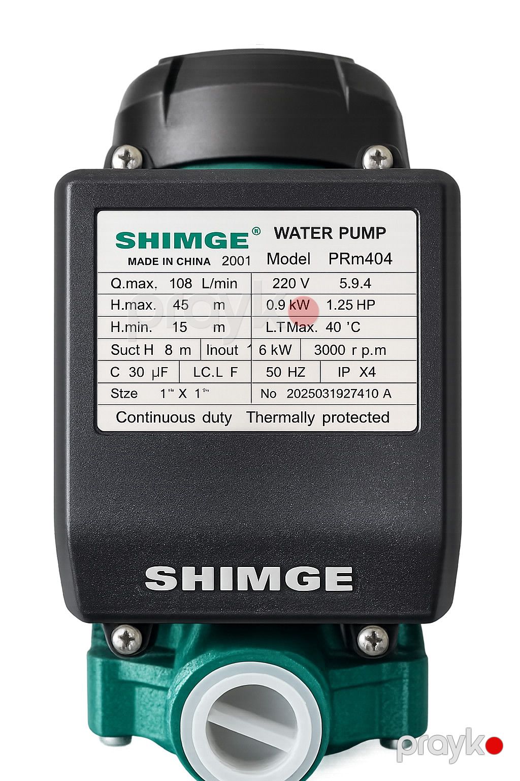 Səthi nasos Shimge, PRM404, Mərkəzdənqaçma, 900 Vt, 45 m, 108 litr/dəq — Mallar, Bakı (2)