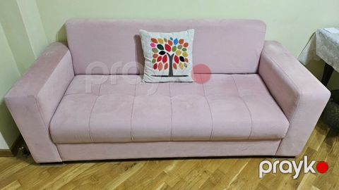 Məhsul: 2-3 nəfərlik yumşaq divan - Rəng: açıq pudra/çəhrayı