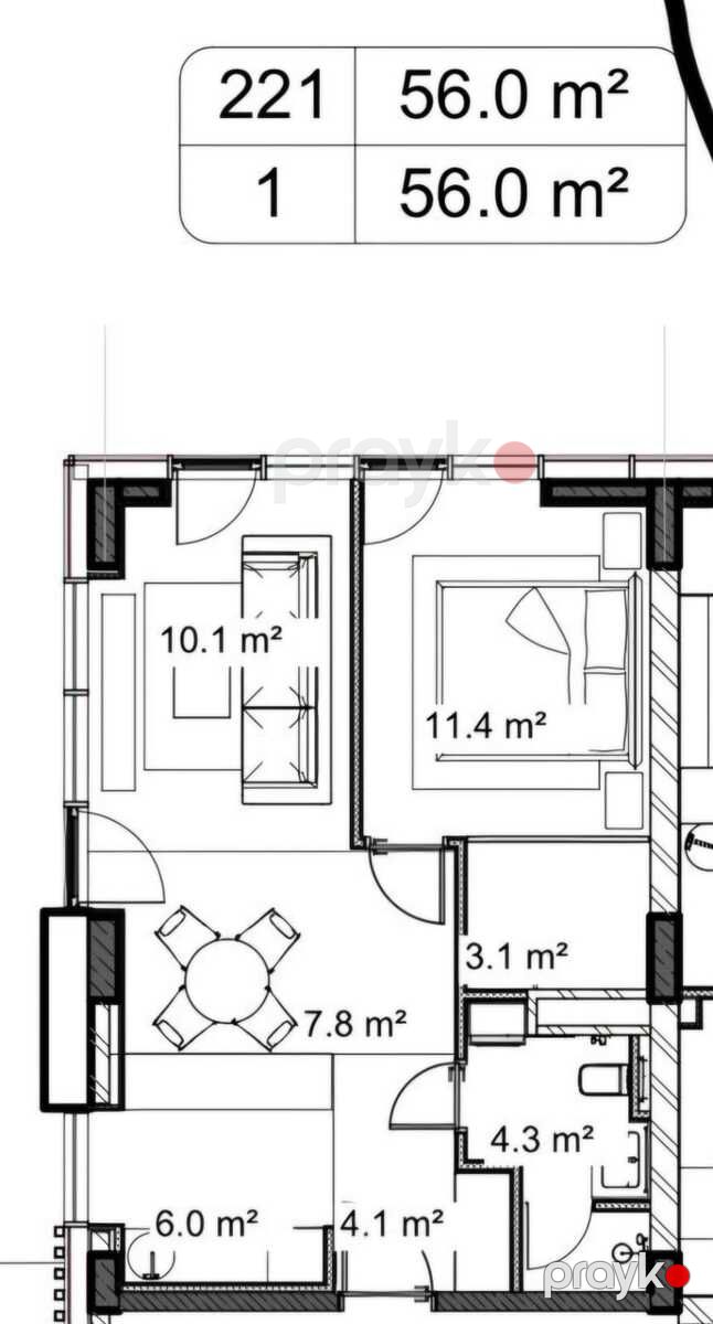 Satılır 1 otaqlı yeni tikili 56 m² — Mənzil, Bakı (5)