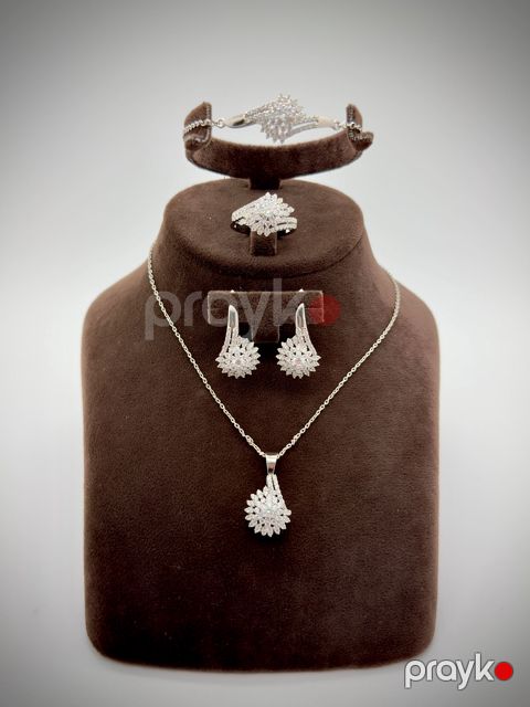 Gümüş zinət dəsti boyunbağı, qolbaq, sırğa və üzük Lavelle Jewellery LVL_063 — Bakı