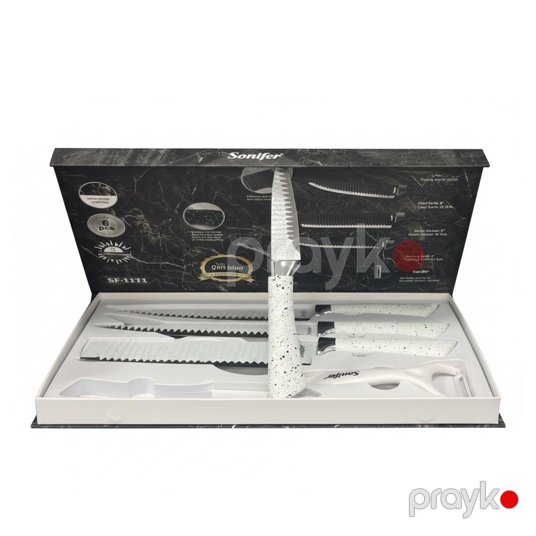 Sonifer SF-1171 Professional Mətbəx Bıçaq Dəsti – 6 Parça, Qranit Örtüklü və Erqonomik Dizayn — Mətbəx texnikası, Bakı (2)