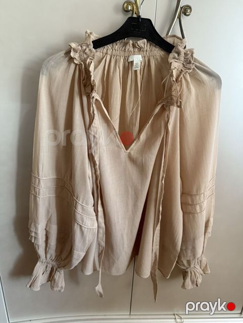Bej rəngli qadın bluzası – H&M, ölçü S - Model: romantik/boho — Bakı