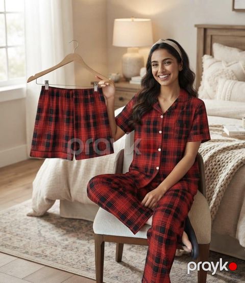 Şalvarlı və şortlu pijama dəsti, rəngbərəng, poliester, ölçü M/L — Bakı