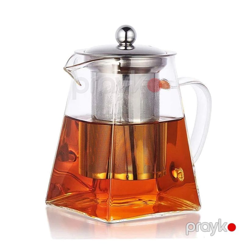 Paslanmaz Polad Dəmləyicili Modern Şüşə Çaynik 900ml — Elektrik çaydanları və termoslar, Bakı (2)