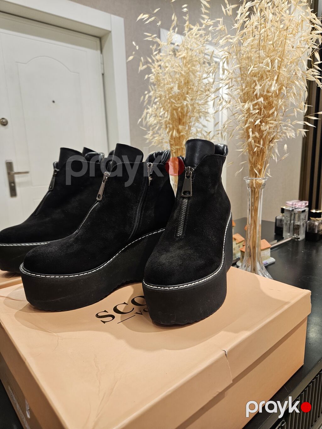 Score Vogue qadın platform botları - Rəng: qara - Üst material: süet — Avam, Bakı (4)