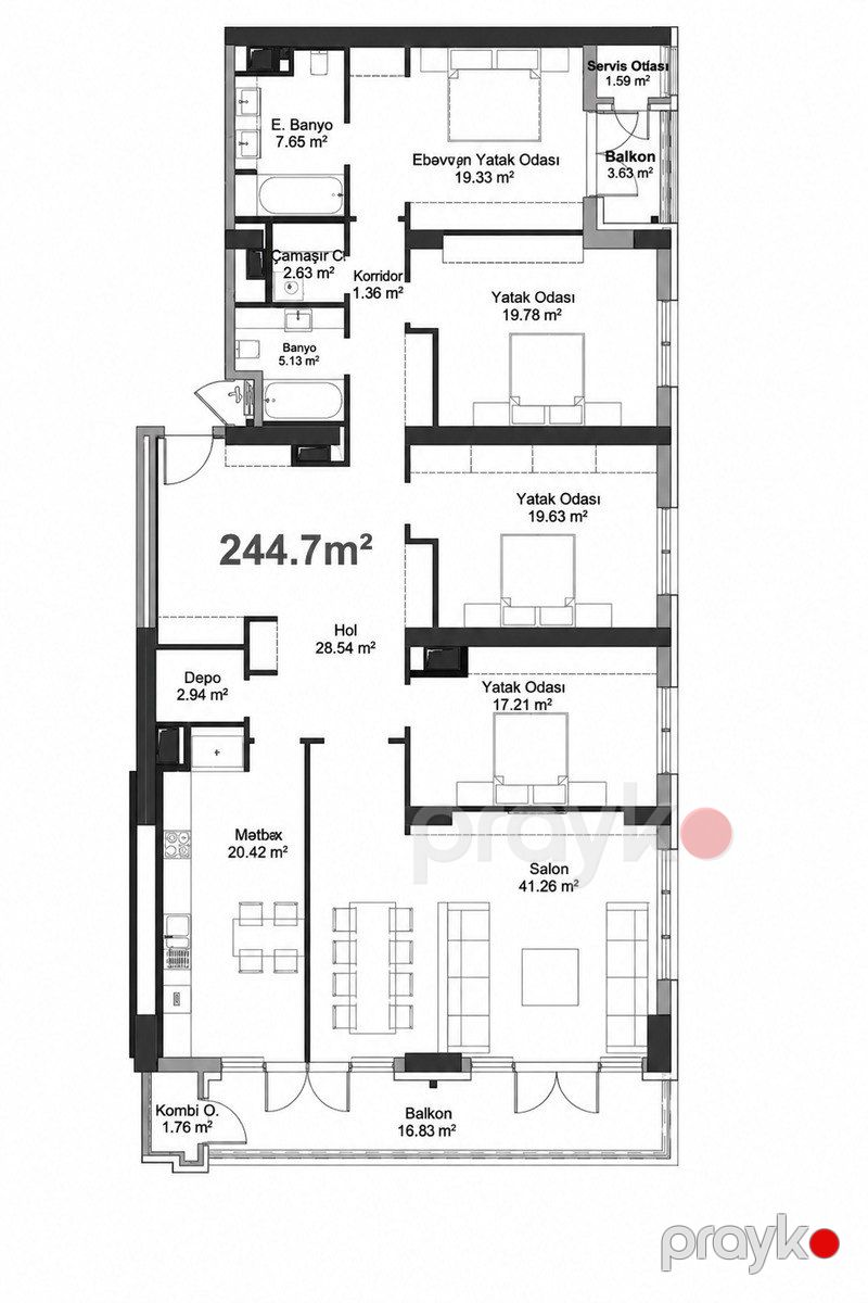 Satılır 5 otaqlı yeni tikili 245 m² — Mənzil, Bakı (12)