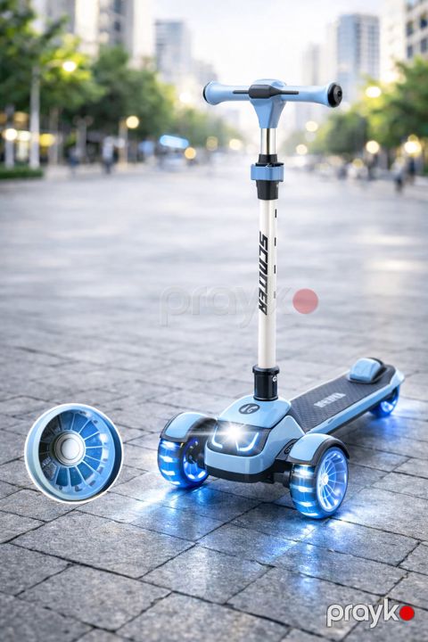 Scooter FRD Neon Ride Blue Storm Edition, 3 wheels, adjustable handlebar, LED wheels, foldable, for kids — Bakı