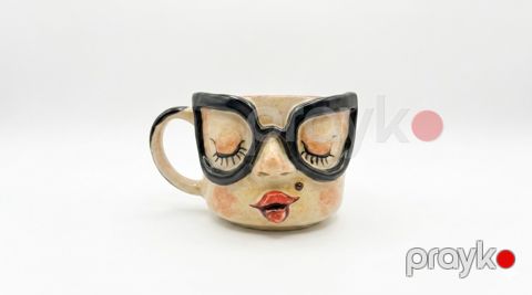 Krujka Frida Co., keramika, 330 ml, bej/qara — Bakı