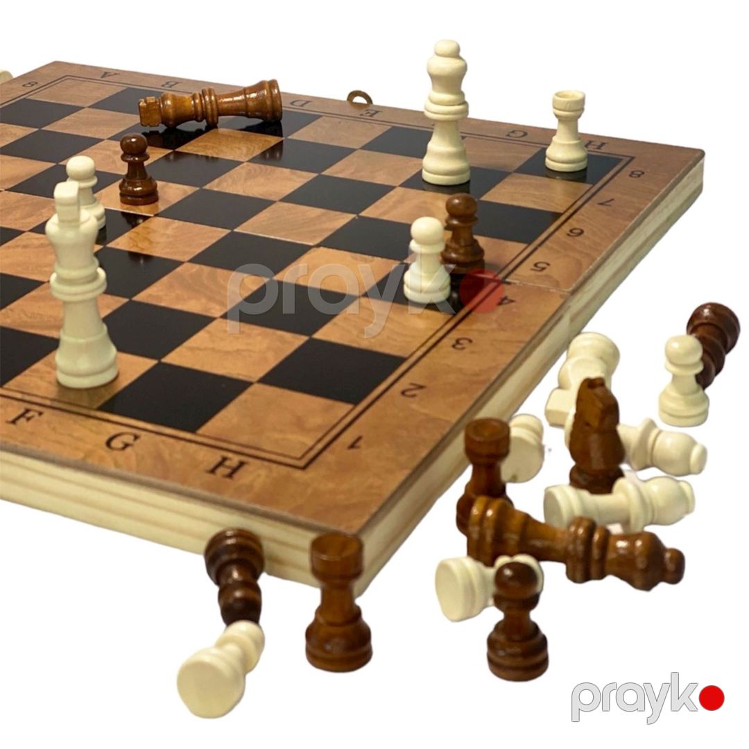 Şahmat + dama + nərd 3-ü 1-də No.G29, taxta, qəhvəyi/qara, 25x25 sm — Mallar, Bakı (2)