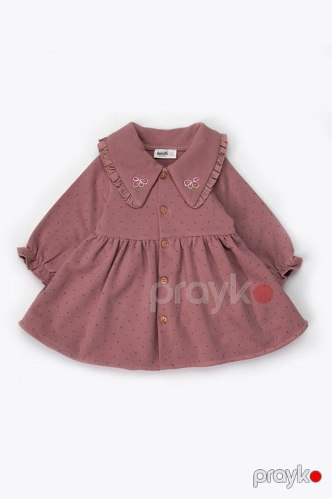 Qızlar üçün ziyafət donu Bebetto K5504, çəhrayı/qəhvəyi, pambıq, ölçü 12-18 ay — Bakı