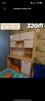 Düz masa, Polkalı, Siyirməli, Teksturalı laminat, Zəmanətsiz, Kredit yoxdur — Mebel evim — Мебель