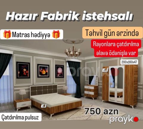 Yataq otağı dəsti – hazır fabrik istehsalı Komplekt: - Çarpayı — Bakı