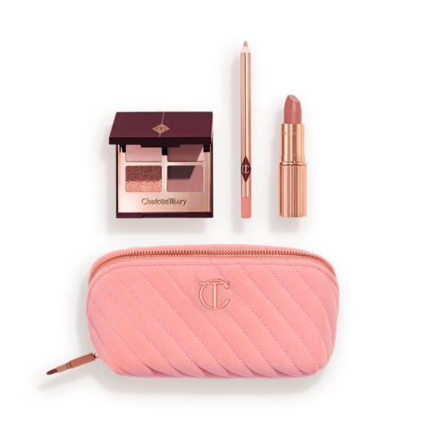 Kosmetik hədiyyə dəsti Charlotte Tilbury The Gift of Pillow Talk (dodaq qələmi + dodaq boyası + göz kölgəsi palitrası + kosmetik çanta) — Bakı