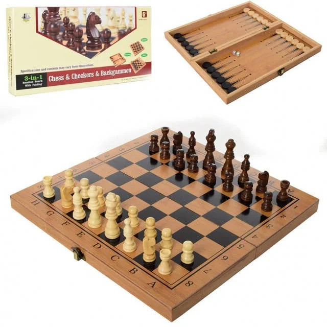 Şahmat + dama + nərd (3-ü 1-də) WS0527, taxta, 50x50 sm — Top oyunları, Bakı (2)