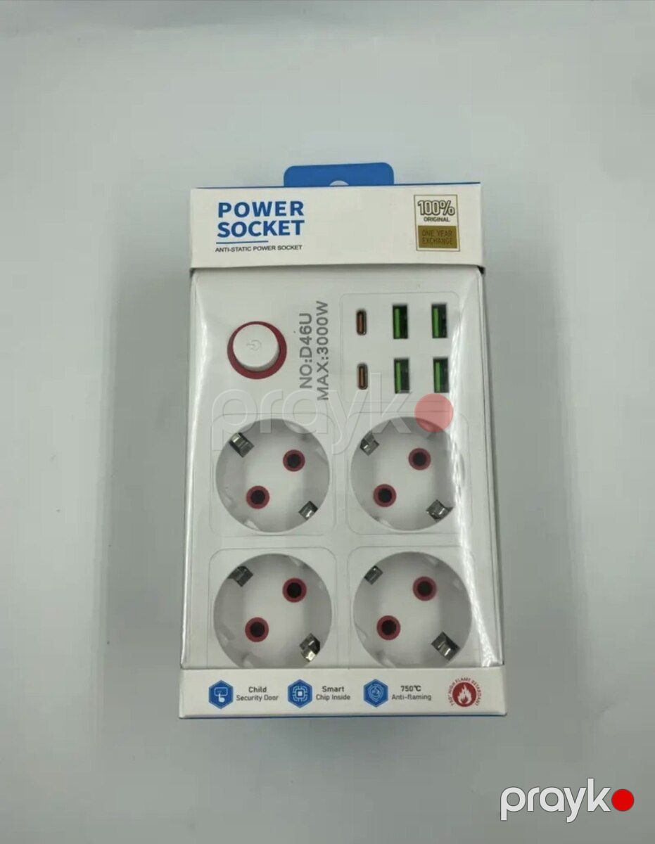 Elektrik uzadıcı 4 kalod 4USB 2 type-c — Təmir və inşaat, Bakı (2)