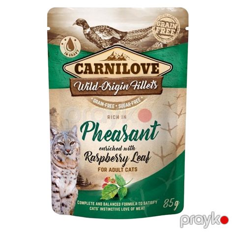 Nəm yem Carnilove Adult Pheasant with Raspberry Leaves yetkin pişiklər üçün, qırqovul və moruq yarpaqları ilə, 85 q — Bakı