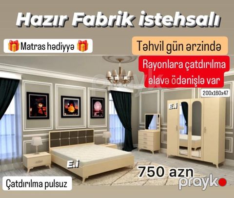 Yataq otağı mebel dəsti – hazır fabrik istehsalı. Dəst tərkibi: - İki — Bakı
