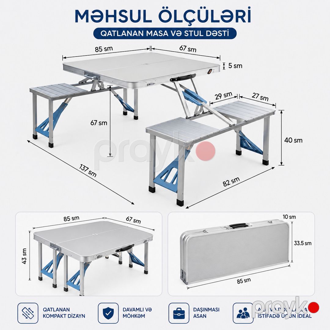 Yığılan mebel dəsti, alüminium, 4 nəfərlik, gümüşü — Mallar, Bakı (2)