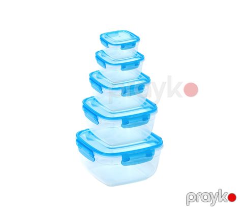 Saxlama qabı dəsti StarPlast Storage Box 94093 kvadrat, 275, 500, 900 ml, 1500 ml, 2400 ml, plastik, 5 əd — Bakı