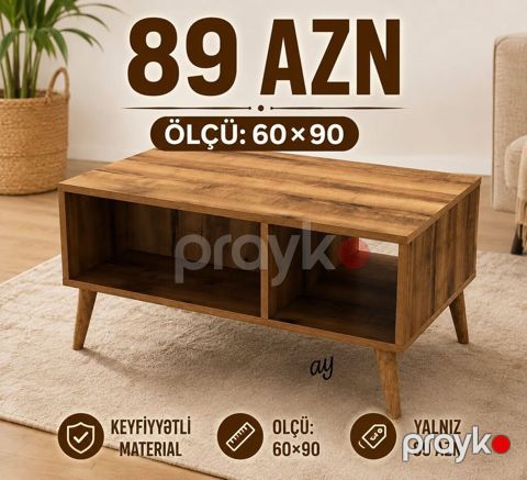 Düz masa, Açılmayan, Təkərsiz, Taxta, Zəmanətsiz