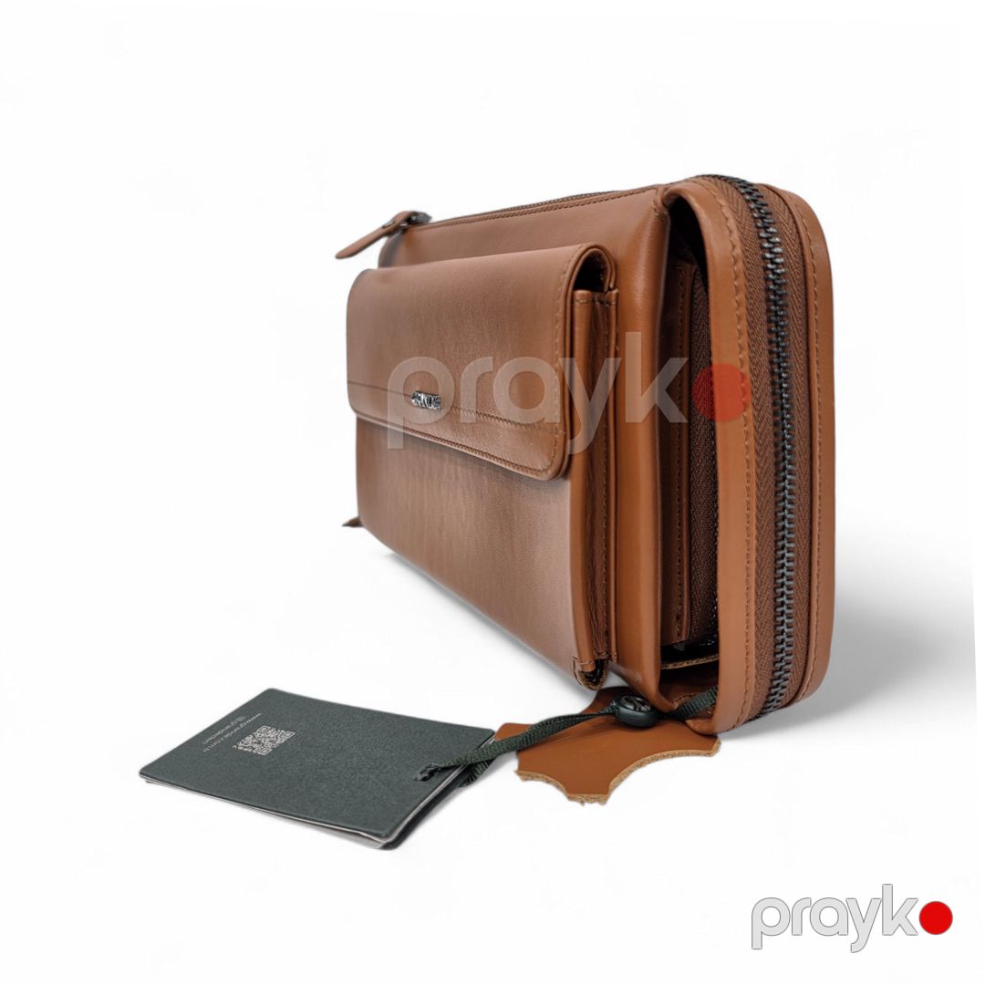 Borsetka Grande 4277 Taba, Açıq qəhvəyi, Təbii dəri, 14/22 sm — Mallar, Bakı (2)