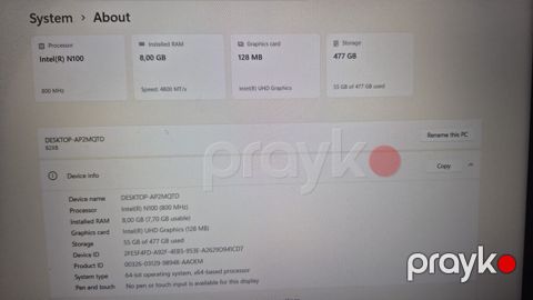 Lenovo noutbuk Texniki xüsusiyyətlər: - Prosessor: Intel N100 (4 — Bakı