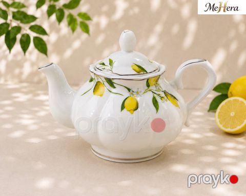 Dəmləmə çaydanı, çini, ağ/sarı, 1100 ml