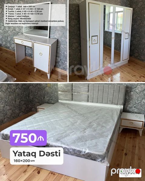 Yataq Dəsti – 160×200 sm Tərkibi: - Çarpayı: 1 ədəd, 160×200 sm — Bakı